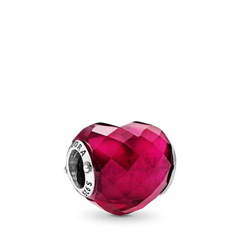 Pandora Fuchsia Pink Heart Charm Ireland - Sterling Silver/Pink/Crystal - 489670JTC